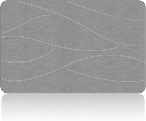 Gray textured mat with wavy pattern on a white background