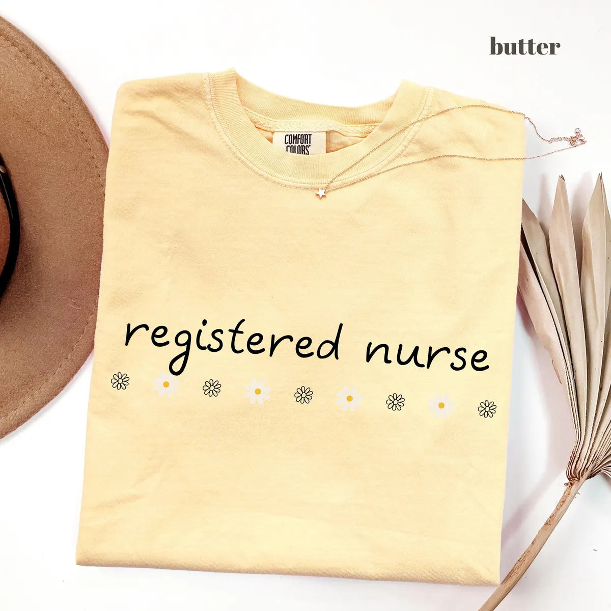 Butter Comfort Colors 1717 T-shirt with Registered Nurse design