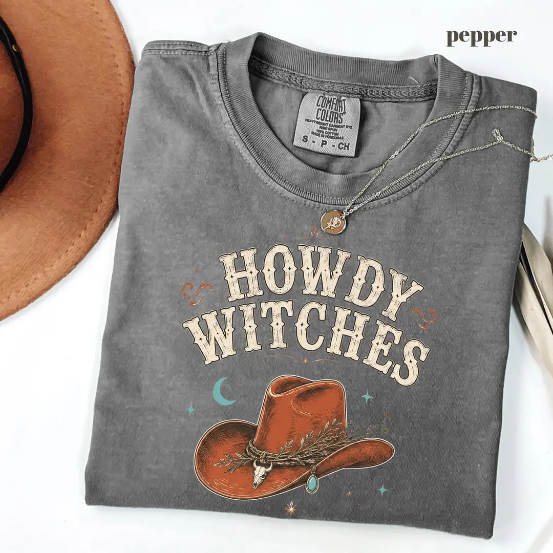 Pepper Comfort Colors 1717 T-shirt with Howdy Witches design