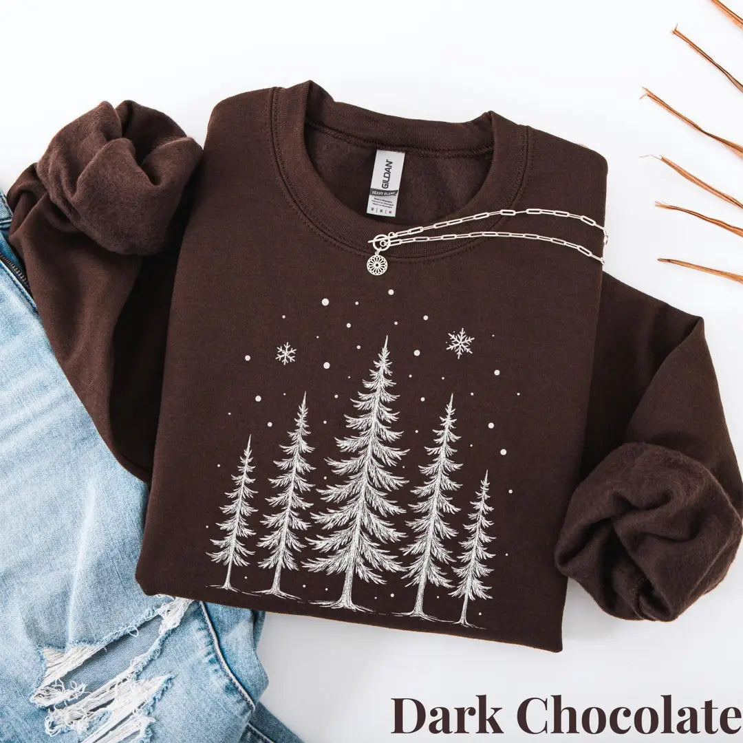 Crewneck sweatshirt with Winter design, alternate product view.