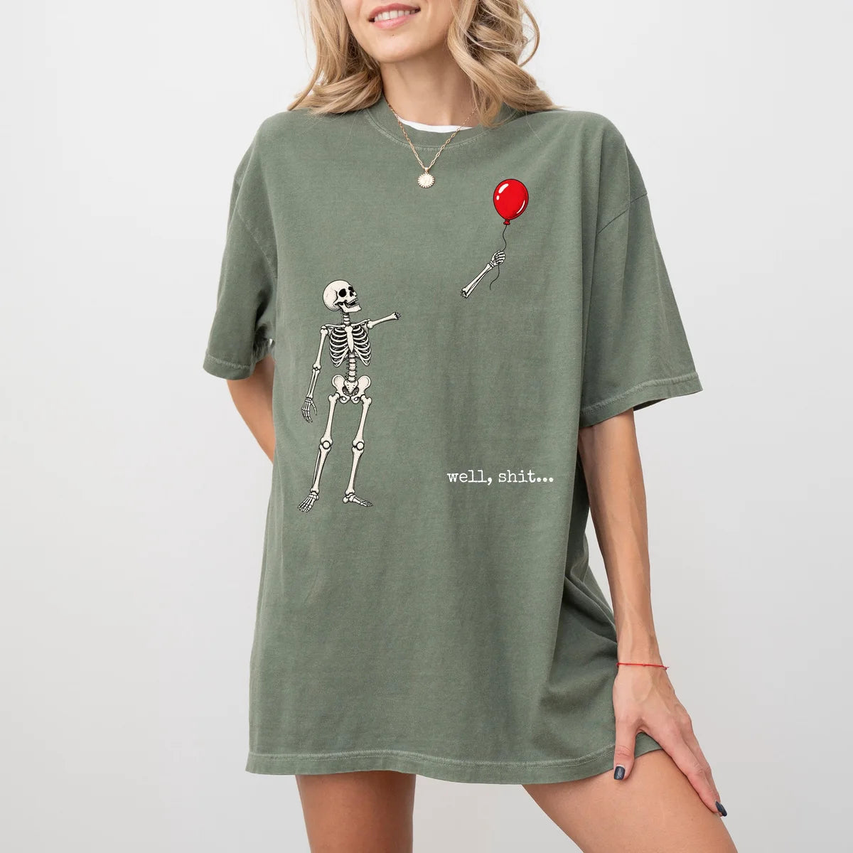 Comfort Colors 1717 T-shirt with Well Shit Skeleton design alternate view view 7