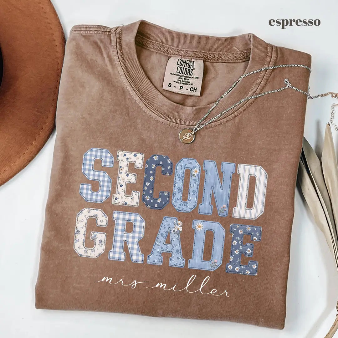 Espresso Comfort Colors 1717 T-shirt with Second Grade Teacher design