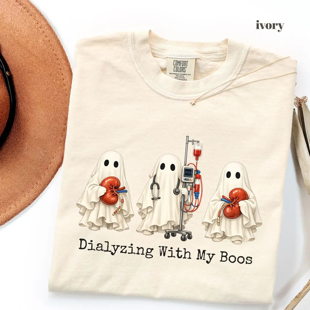 Ivory Comfort Colors 1717 T-shirt with Dialyzing With My Boos design