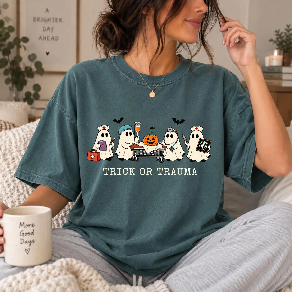 Comfort Colors 1717 T-shirt with Trick or Trauma Nurse design alternate view view 4