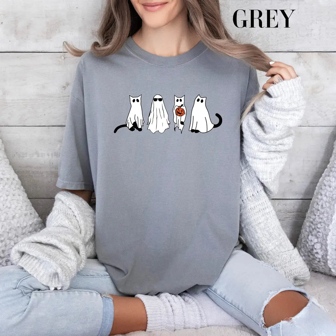 Comfort Colors 1717 T-shirt with Ghost Black Cat design alternate view view 2
