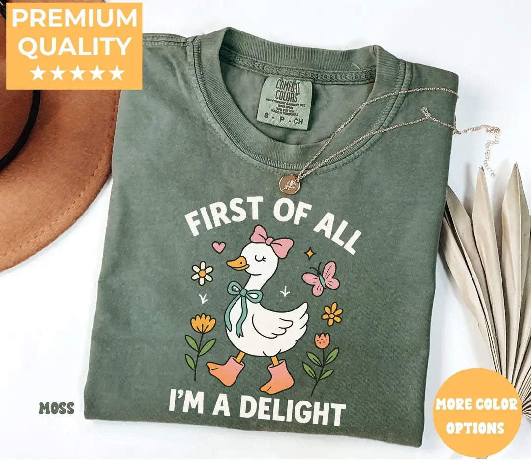 Moss Comfort Colors 1717 T-shirt with Funny Goose design, alternate product view.
