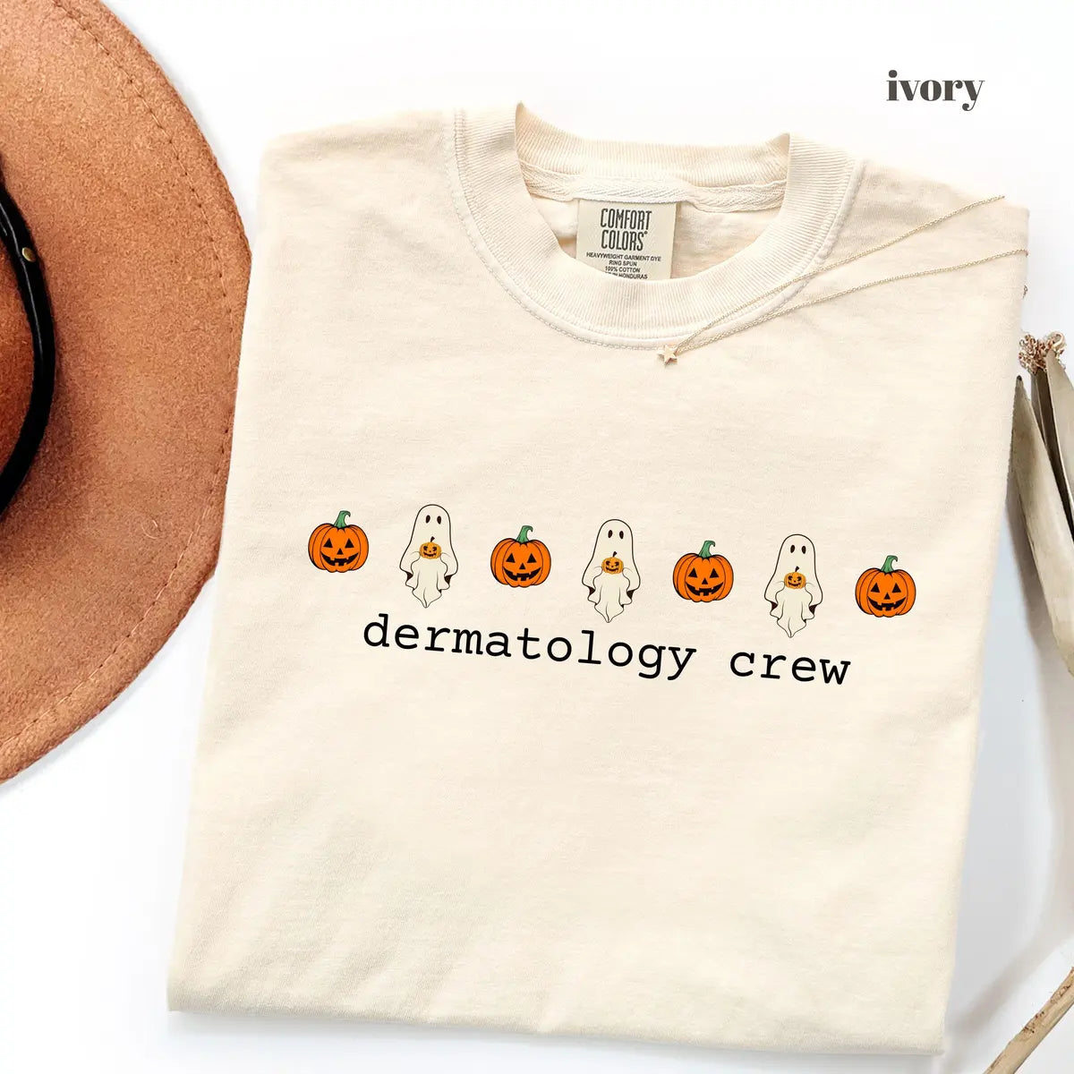 Ivory Comfort Colors 1717 T-shirt with Dermatology Crew design