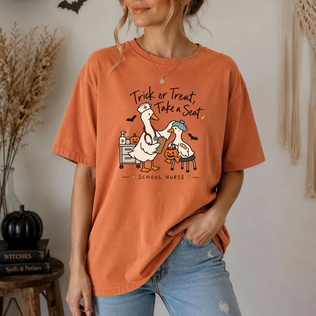 Comfort Colors 1717 T-shirt with School Nurse Halloween design alternate view view 5