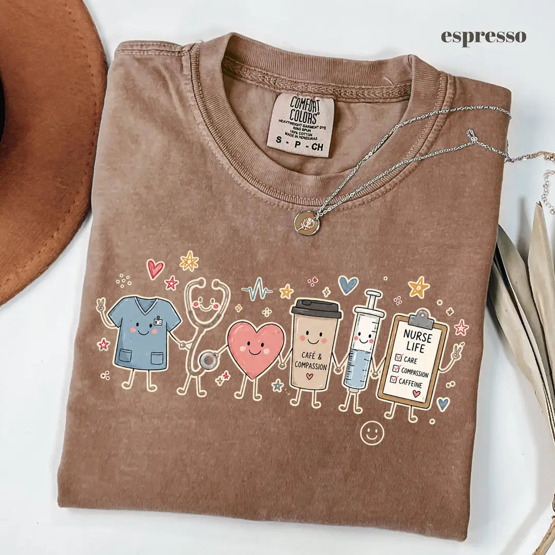 Espresso Comfort Colors 1717 T-shirt with Nurse Life design
