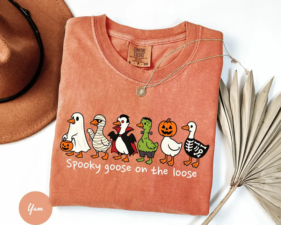 Comfort Colors 1717 T-shirt with Just a Spooky Goose design alternate view view 2