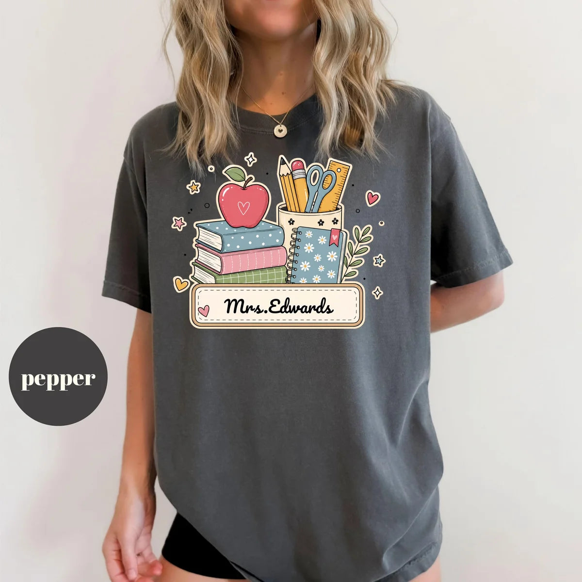 Pepper Comfort Colors 1717 T-shirt with Teacher design view 2