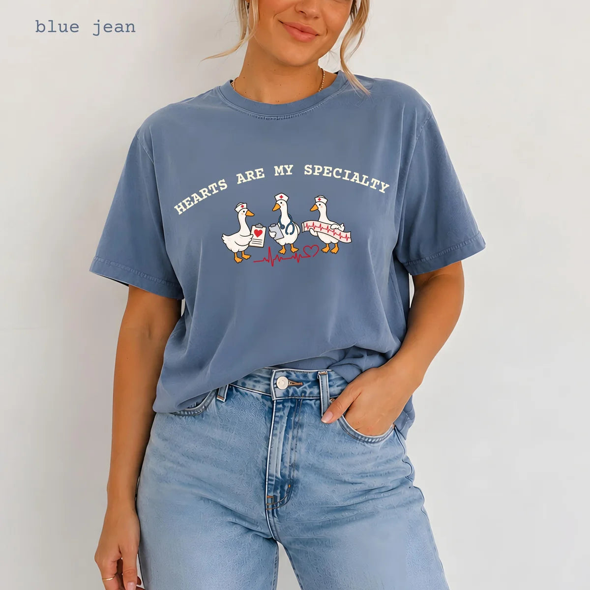 Blue Jean Comfort Colors 1717 T-shirt with Cardiac Nurse design