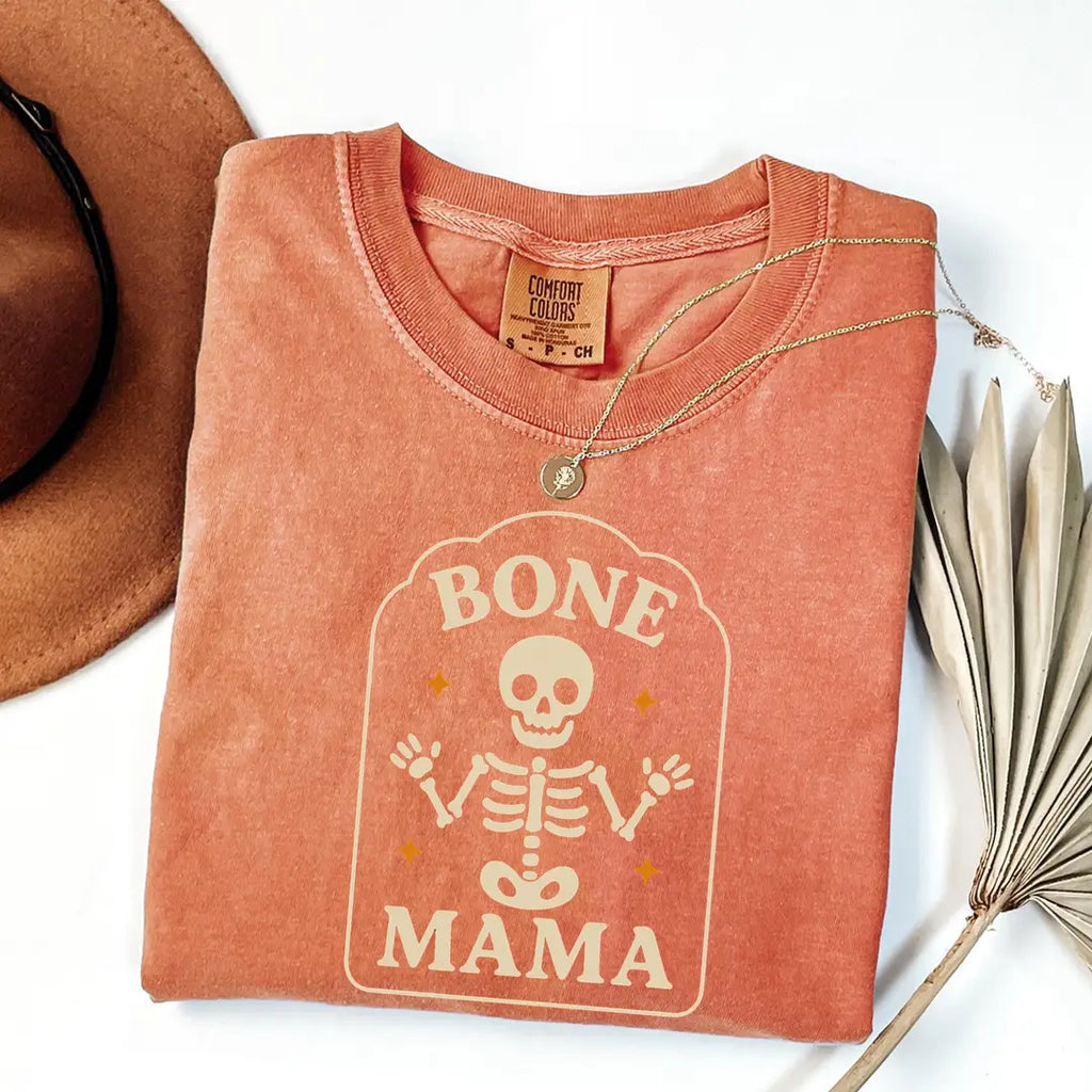 Bone Daddy & Bone Mama - Matching Halloween Comfort Colors T-Shirt alternate product view in Yam.