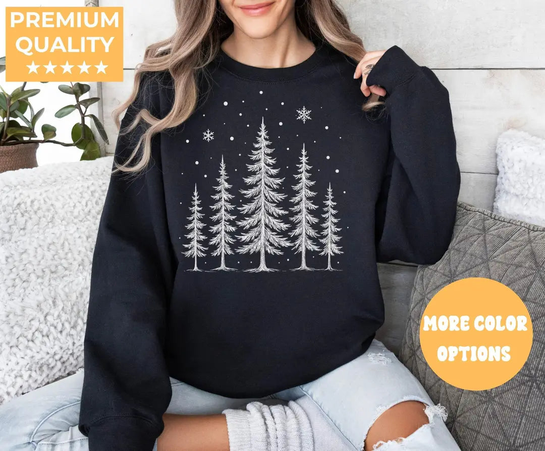 Crewneck sweatshirt with Winter design, alternate product view.