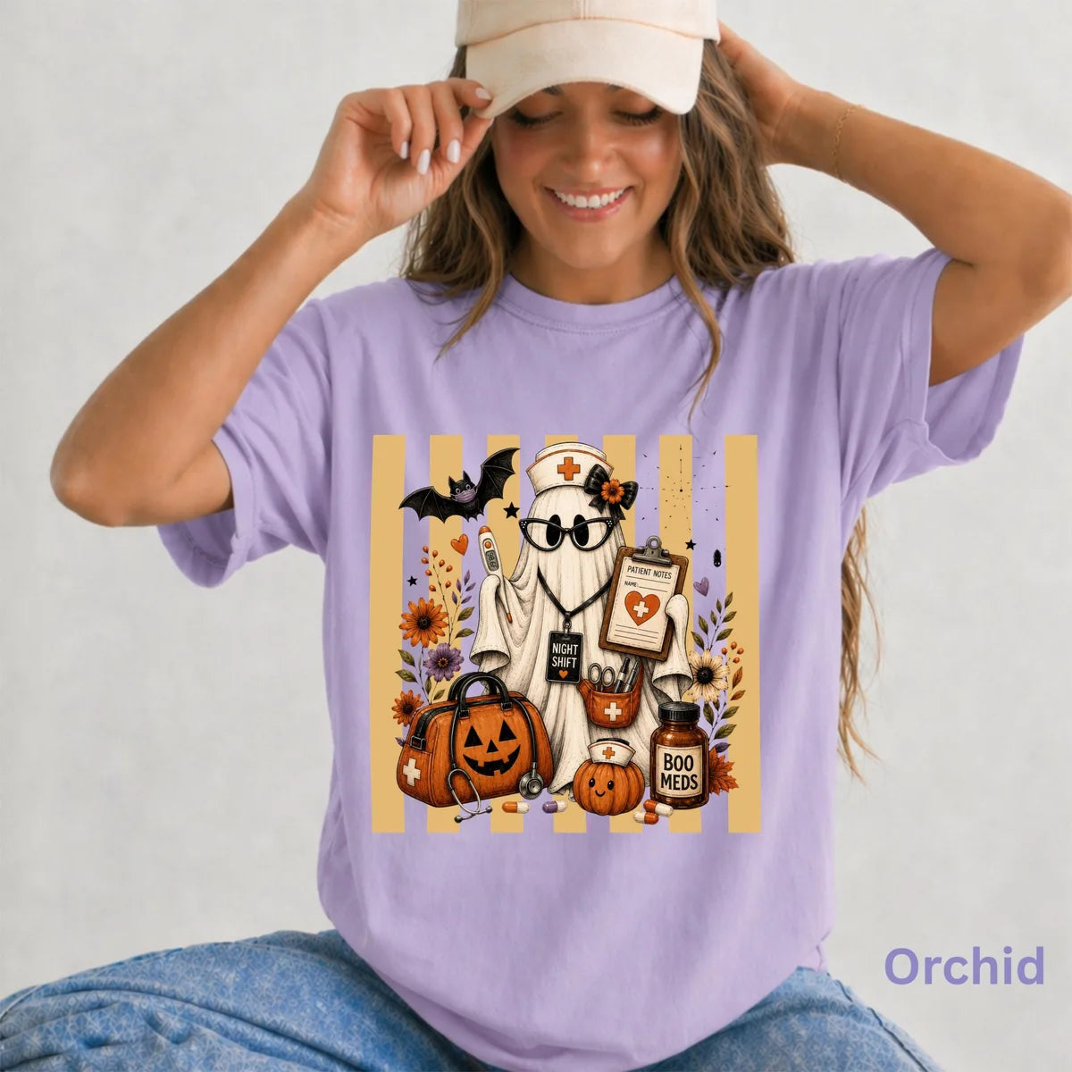 Night Shift Nurse Halloween Comfort Colors T-Shirt alternate product view.