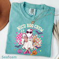 NICU Boo Crew Halloween Comfort Colors T-Shirt hero view in Seafoam.
