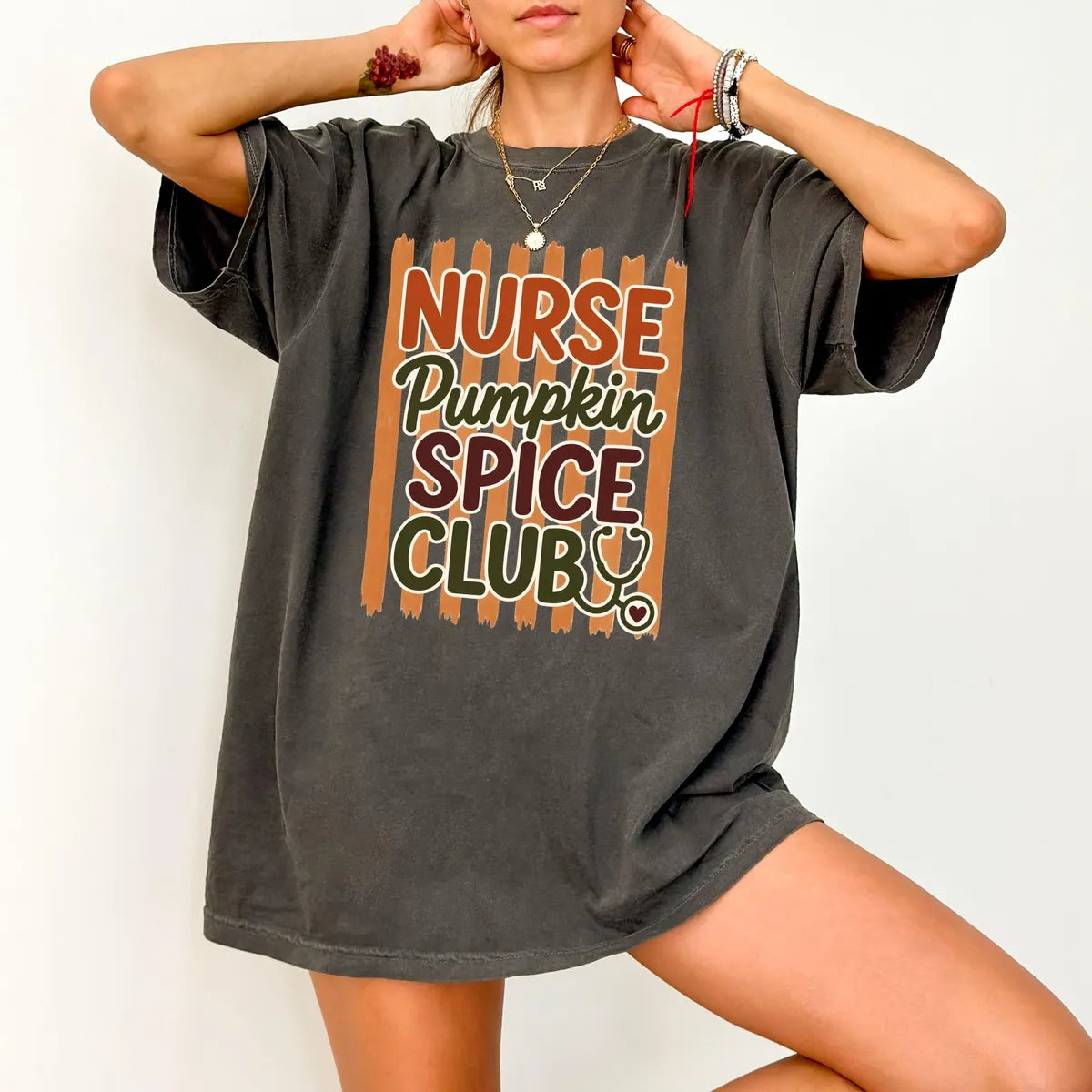 Comfort Colors 1717 T-shirt with Nurse Pumpkin Spice design alternate view view 3