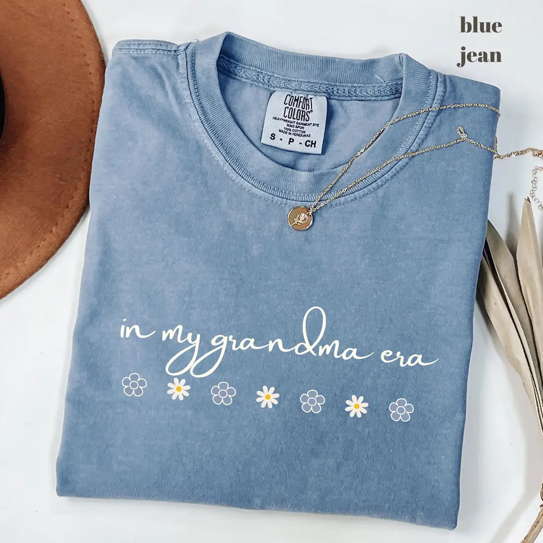 Blue Jean Comfort Colors 1717 T-shirt with In My Grandma Era design