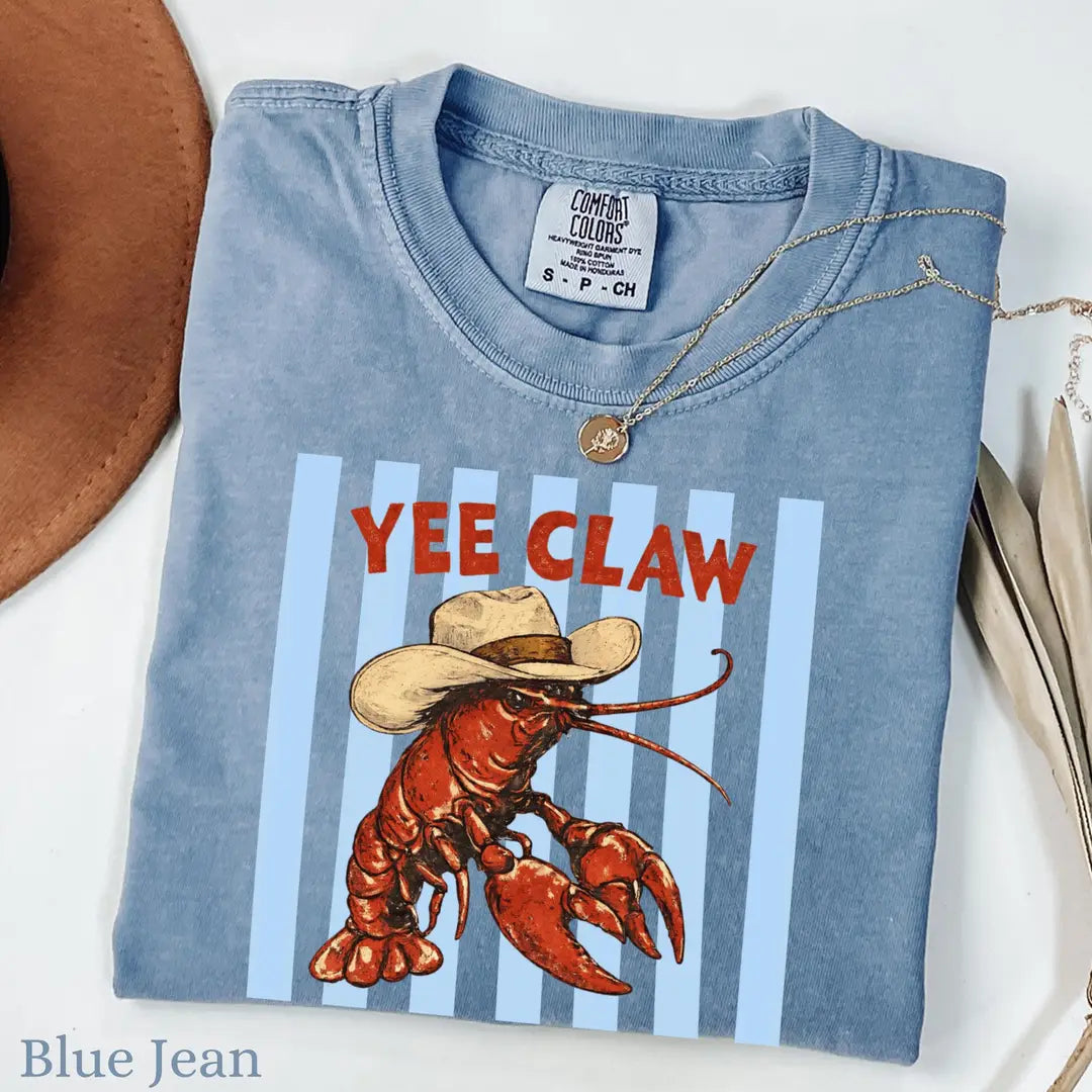 Blue Jean Comfort Colors 1717 T-shirt with Lobster design, alternate product view.
