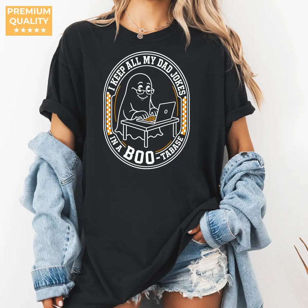 Funny Dad Joke Halloween Comfort Colors T-Shirt alternate product view in Black.