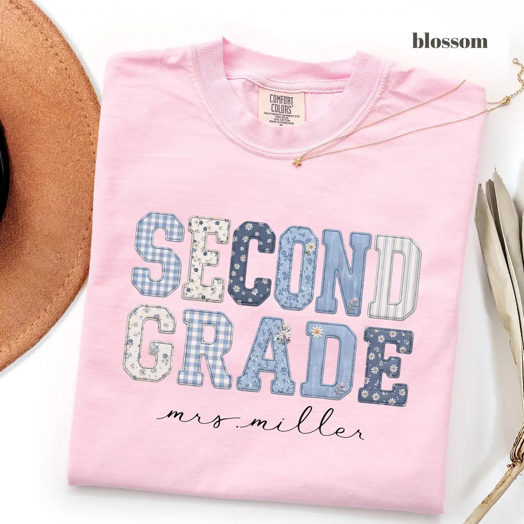 Blossom Comfort Colors 1717 T-shirt with Second Grade Teacher design
