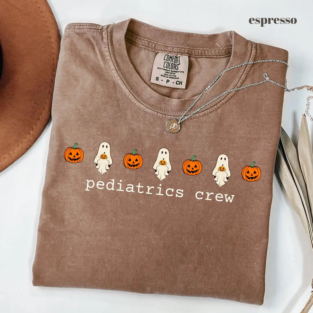 Espresso Comfort Colors 1717 T-shirt with Pediatrics Crew design