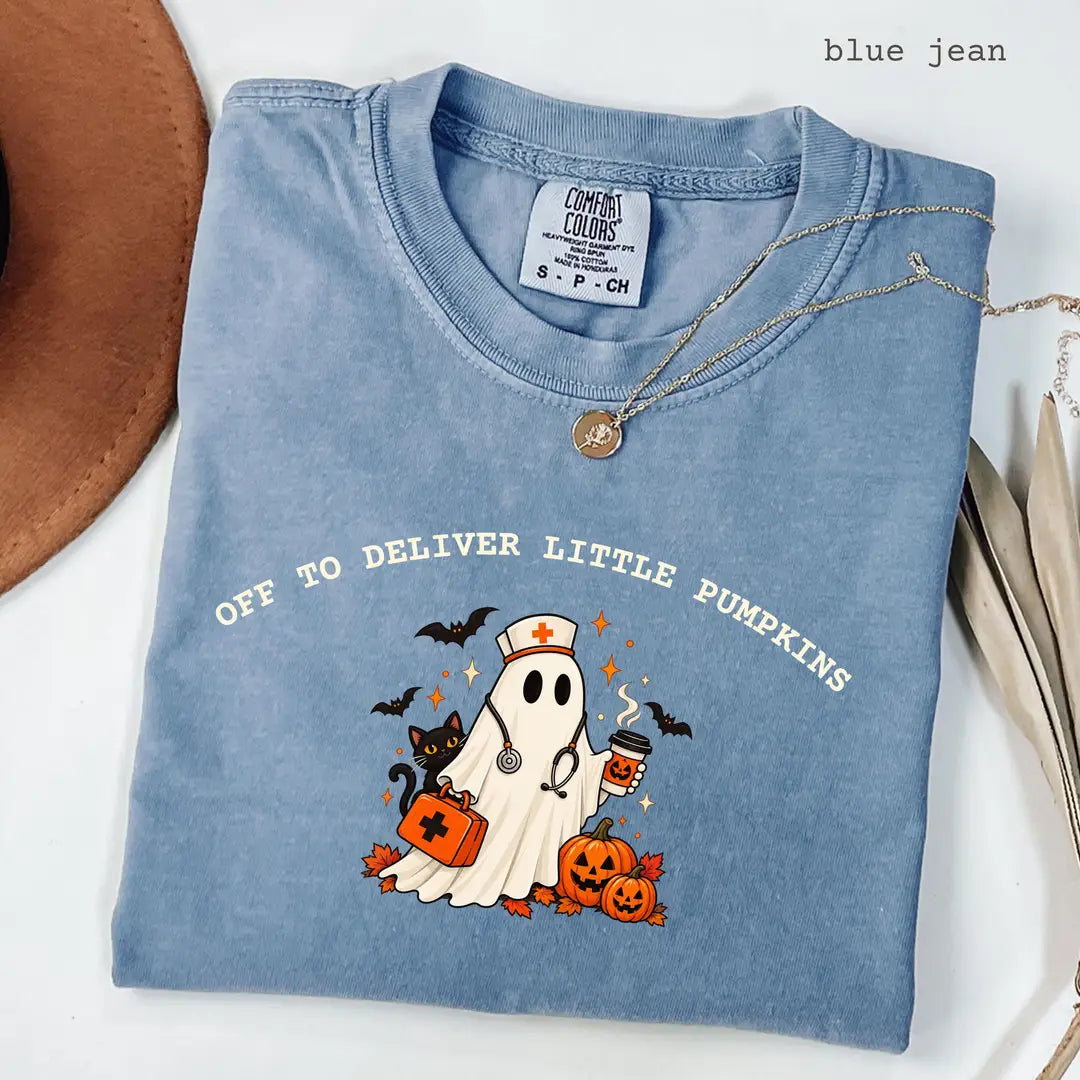 Blue Jean Comfort Colors 1717 T-shirt with Labor and Delivery Nurse design
