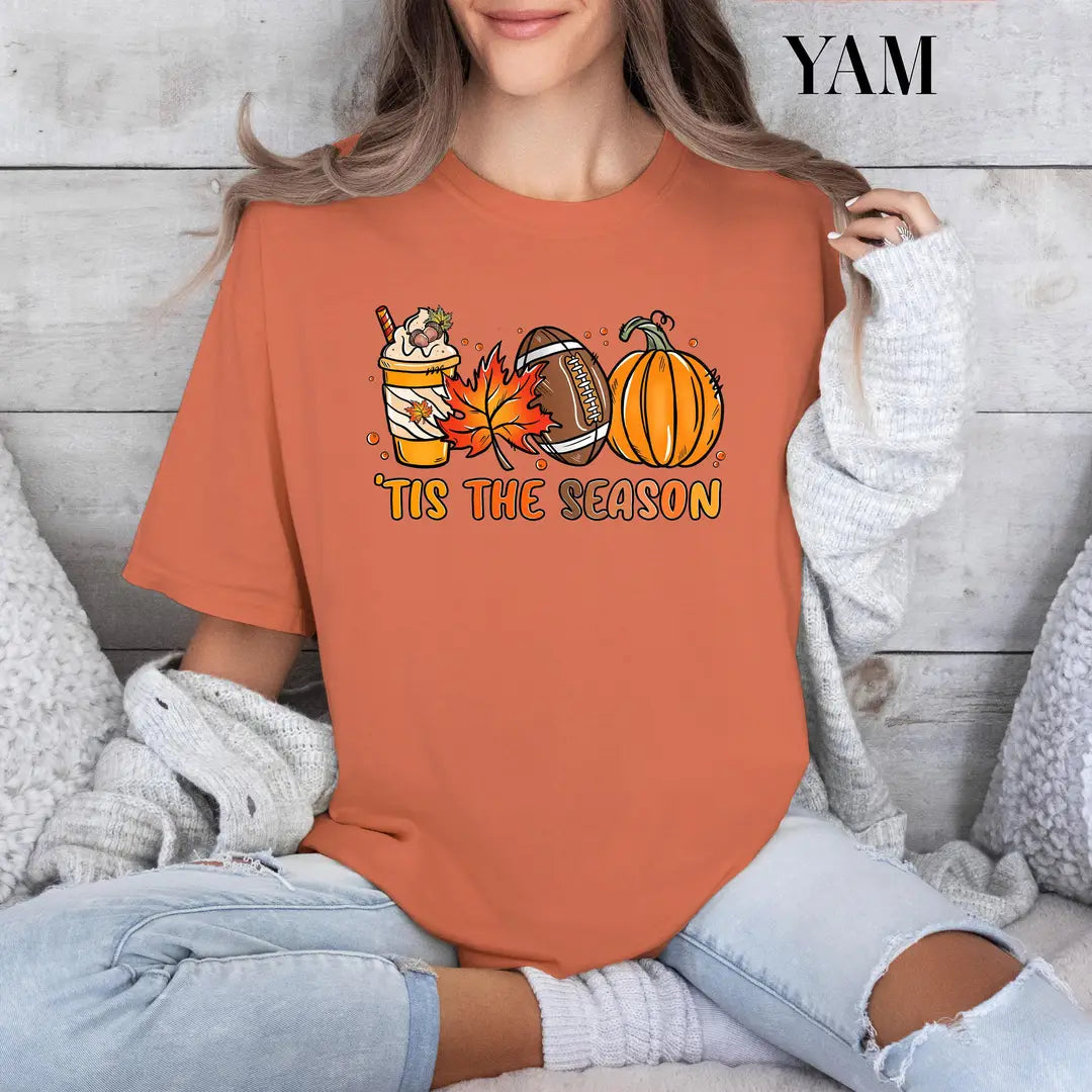 Yam Comfort Colors 1717 T-shirt with Tis The Season Thanksgiving design