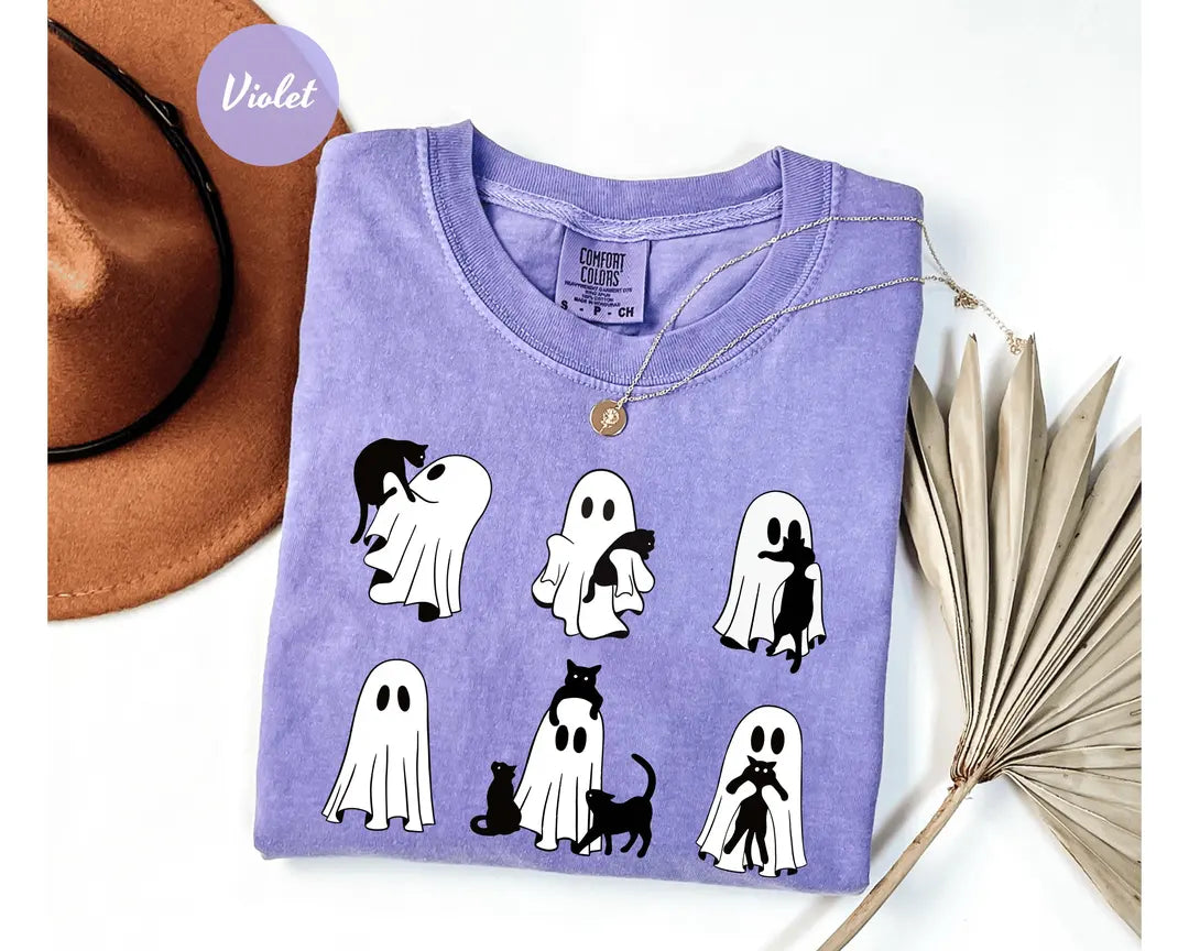 Comfort Colors 1717 T-shirt with Black Cat Ghost design alternate view view 3