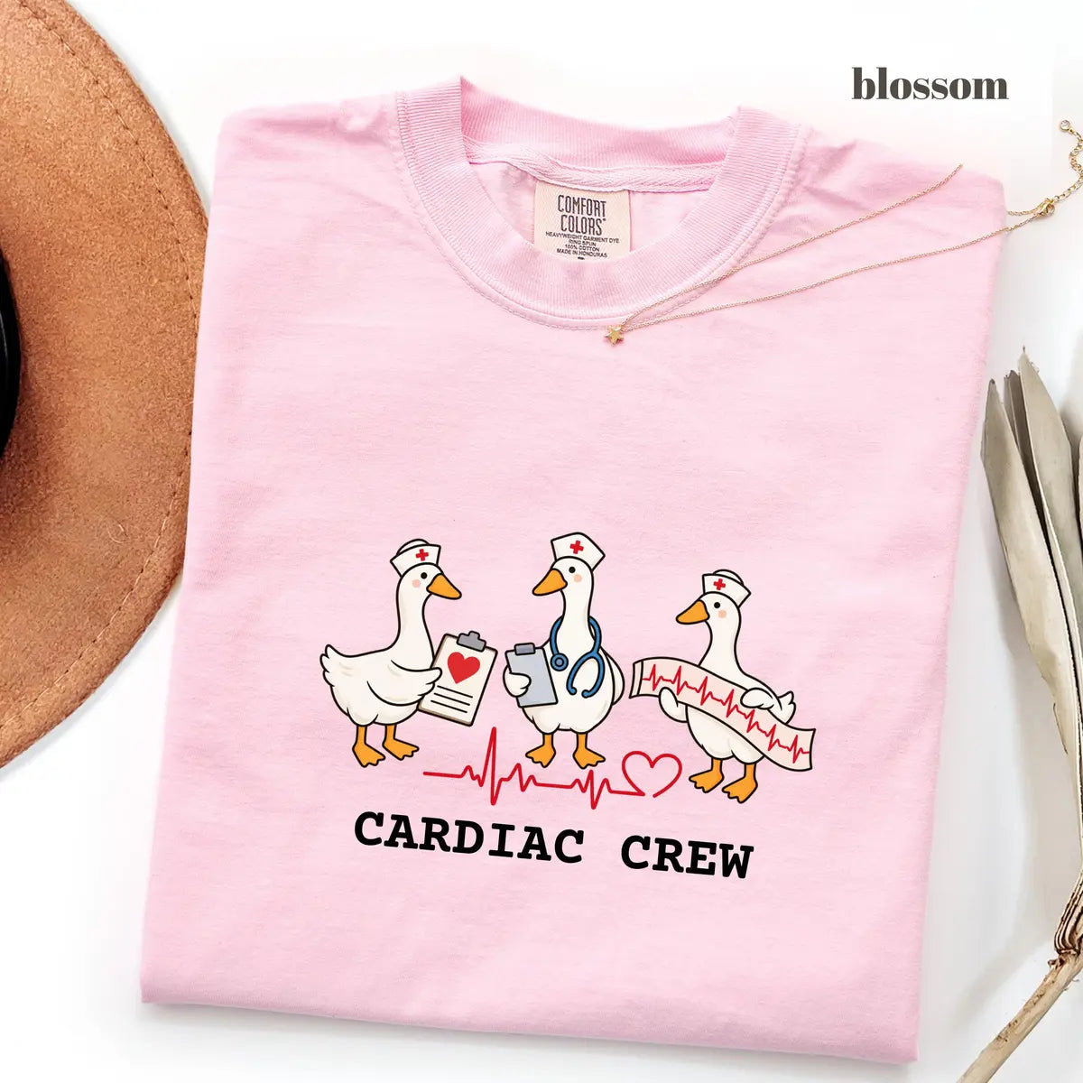Blossom Comfort Colors 1717 T-shirt with Cardiac Nurse design