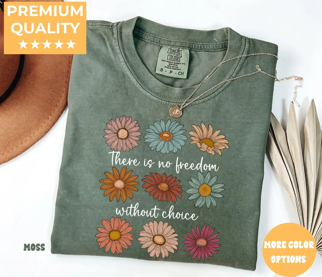 Moss Comfort Colors 1717 T-shirt with Feminist design, alternate product view.