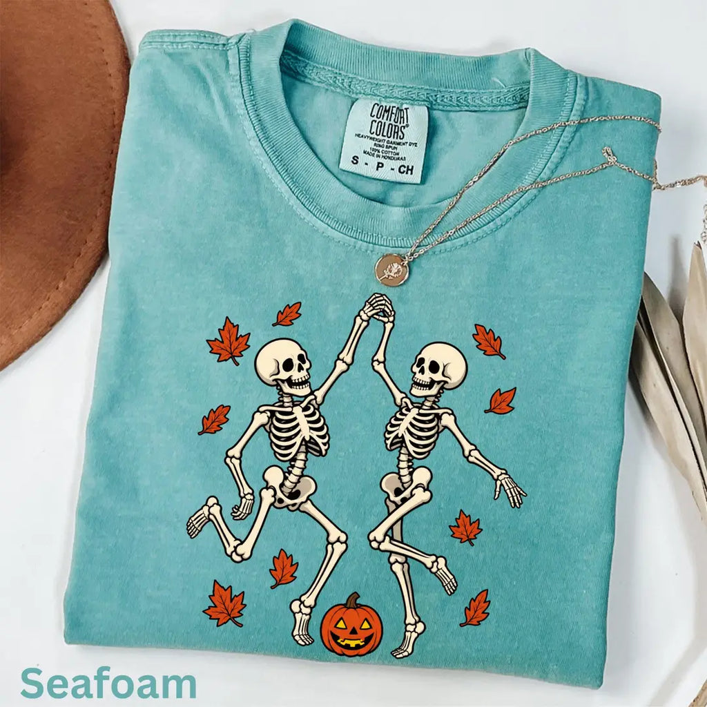Dancing Skeleton Couple Comfort Colors T-Shirt alternate product view.