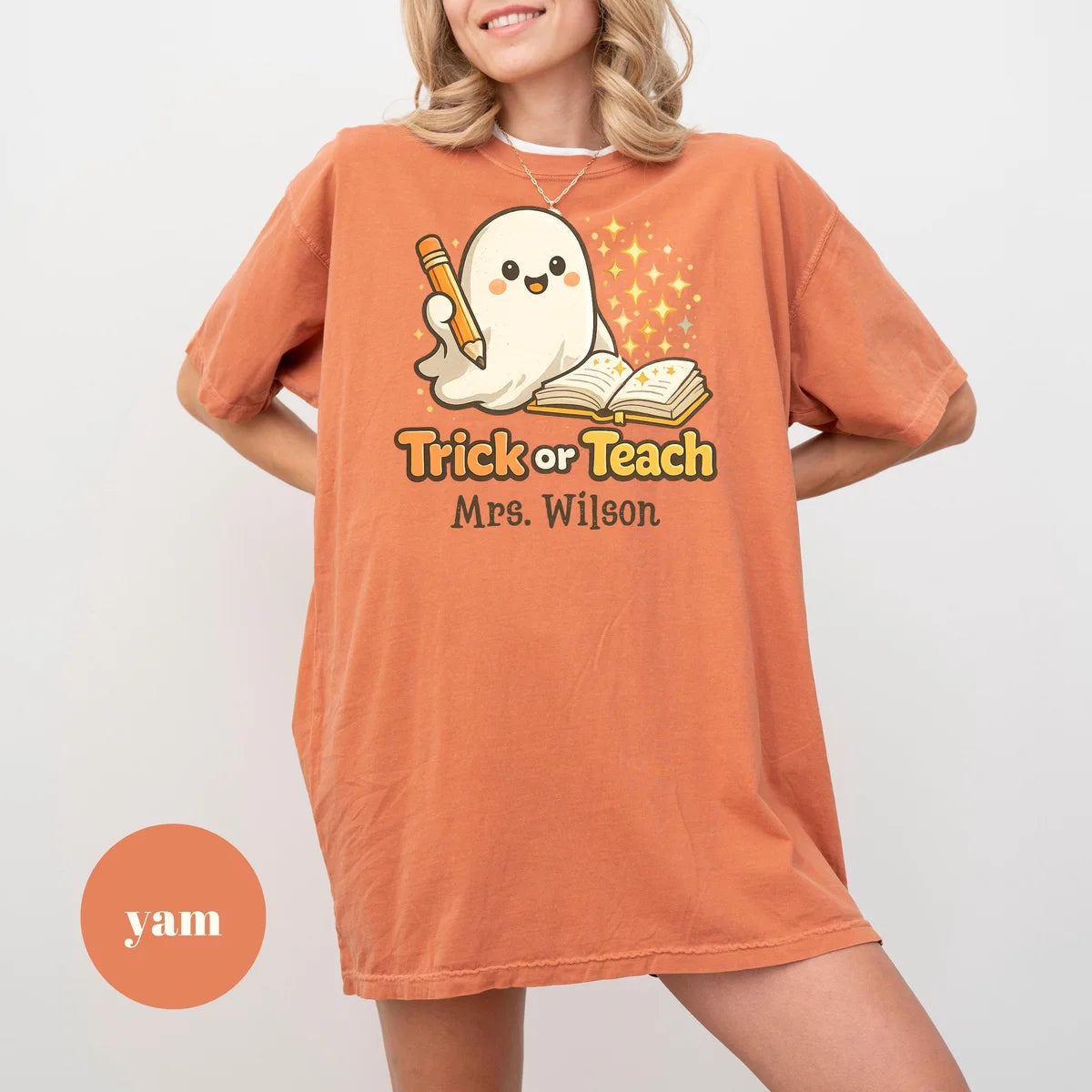 Yam Comfort Colors 1717 T-shirt with Halloween Teacher design