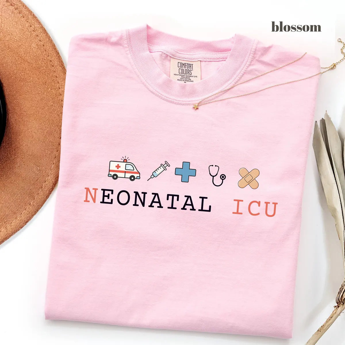 Blossom Comfort Colors 1717 T-shirt with NICU Nurse design