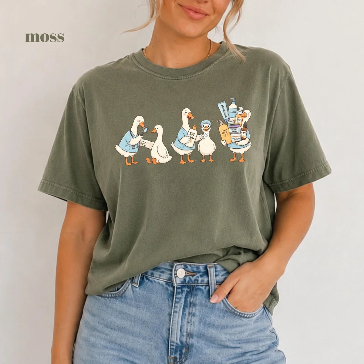 Moss Comfort Colors 1717 T-shirt with Dermatology Nurse design