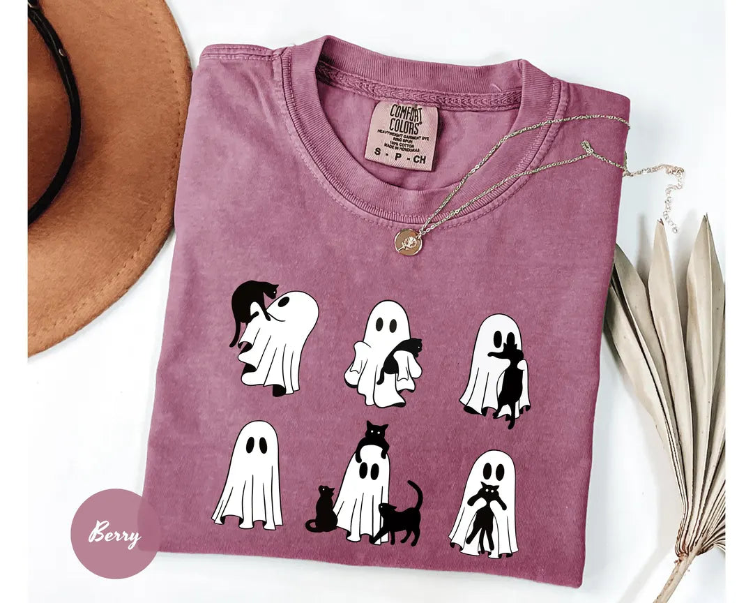Comfort Colors 1717 T-shirt with Black Cat Ghost design alternate view view 2