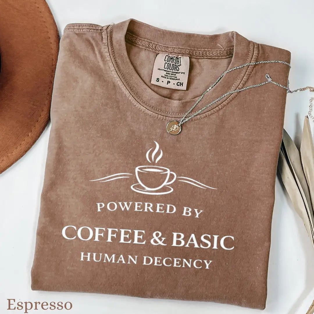 Espresso Comfort Colors 1717 T-shirt with Coffee Lover Activist design, alternate product view.