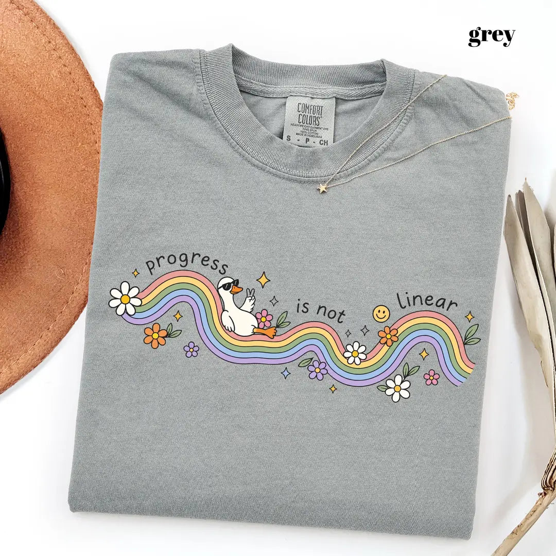 Comfort Colors 1717 T-shirt with Progress Is Not Linear design worn by a model view 6