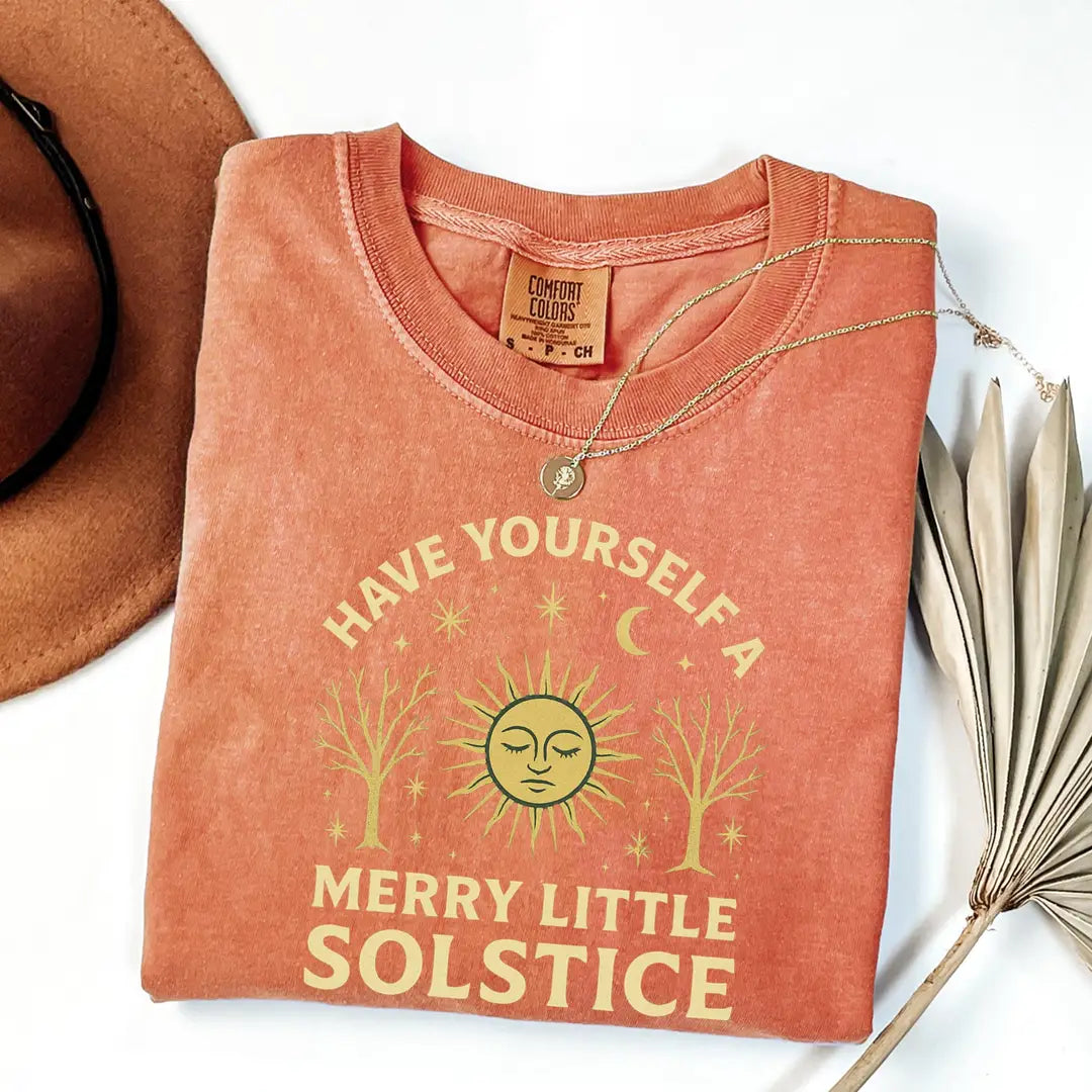 Yam Comfort Colors 1717 T-shirt with Winter Solstice design, alternate product view.