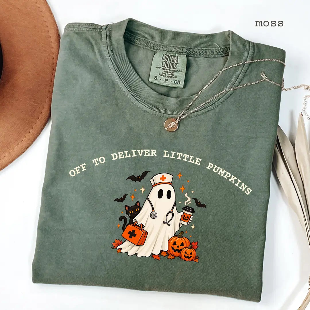 Moss Comfort Colors 1717 T-shirt with Labor and Delivery Nurse design view 2