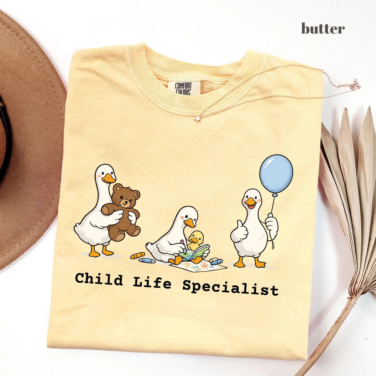 Butter Comfort Colors 1717 T-shirt with Child Life Specialist design