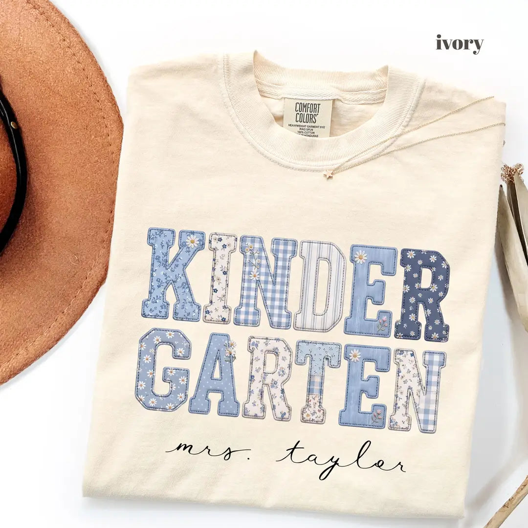 Ivory Comfort Colors 1717 T-shirt with Kindergarten Teacher design