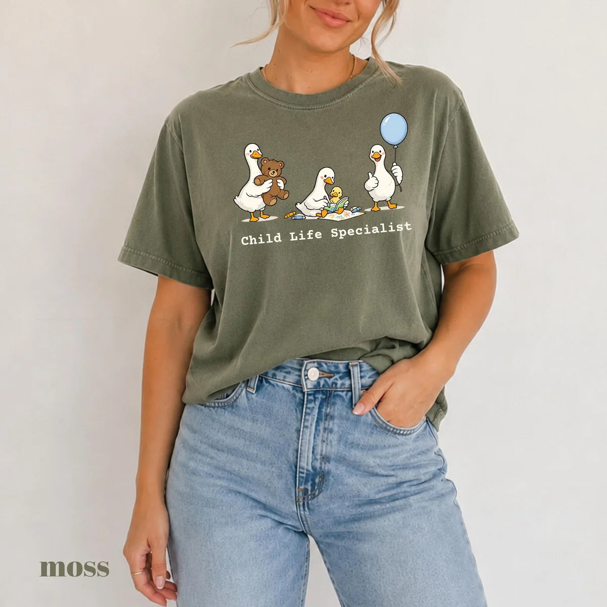Moss Comfort Colors 1717 T-shirt with Child Life Specialist design
