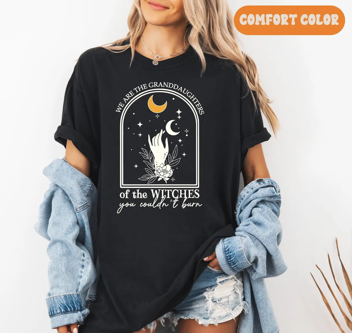Granddaughters of Witches You Couldn't Burn Comfort Colors T-Shirt alternate product view.