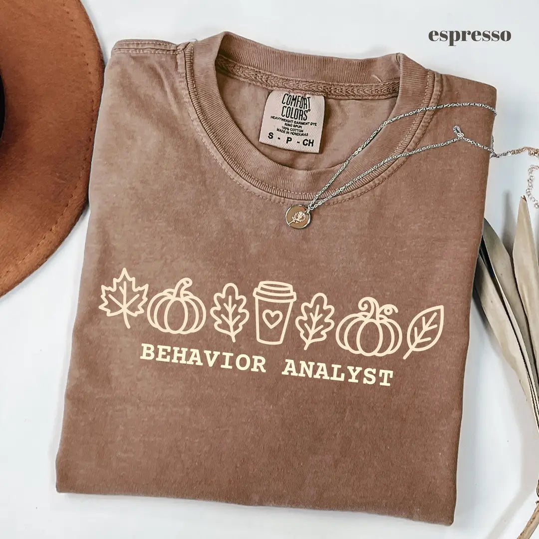 Espresso Comfort Colors 1717 T-shirt with Fall Behavior Analyst design