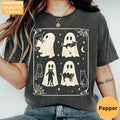 Ghosts & Black Cats - Gothic Halloween Comfort Colors T-Shirt hero view in Pepper.