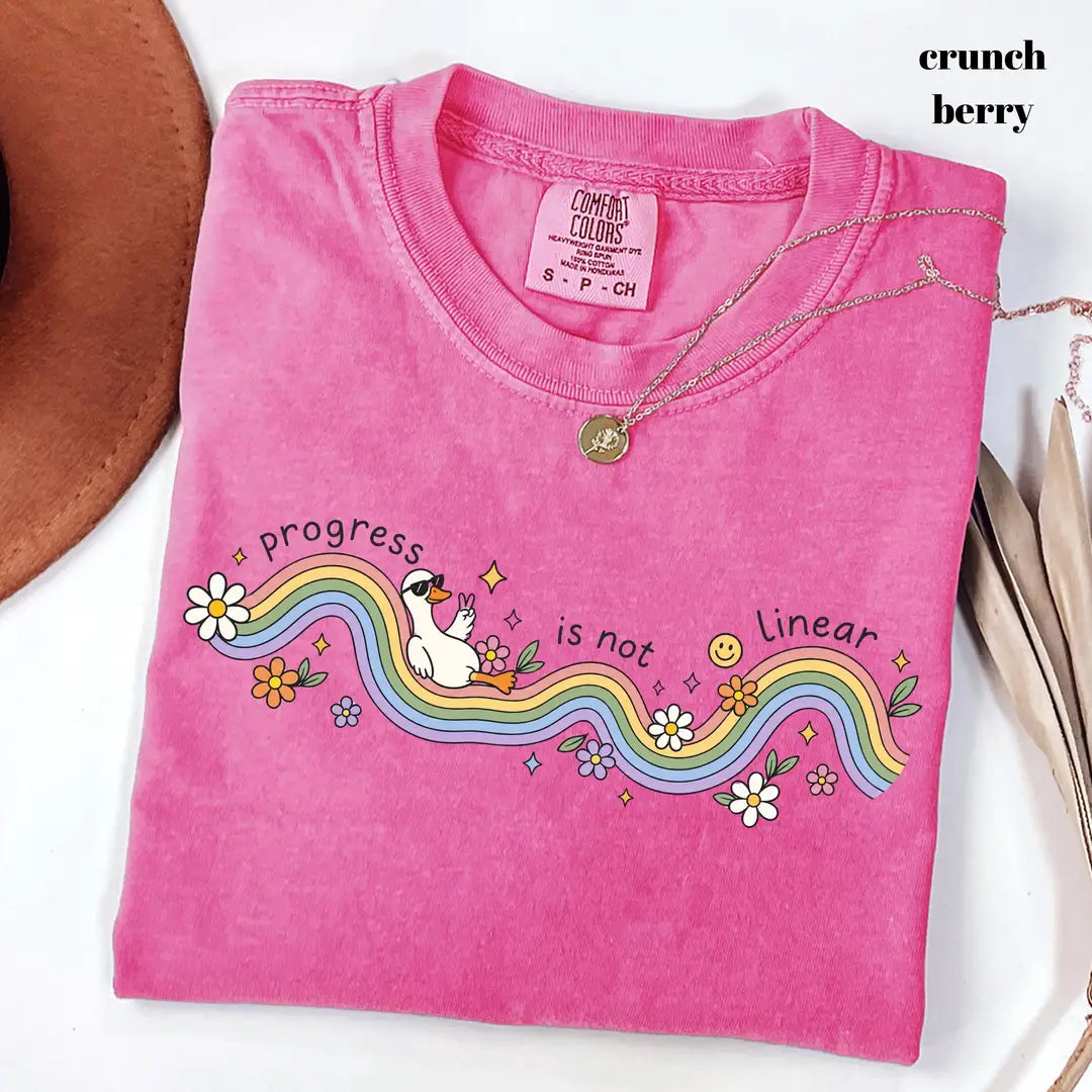 Comfort Colors 1717 T-shirt with Progress Is Not Linear design worn by a model view 5