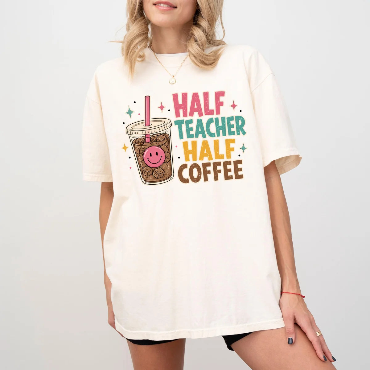 Comfort Colors 1717 T-shirt with Half Teacher Half Coffee design alternate view view 2