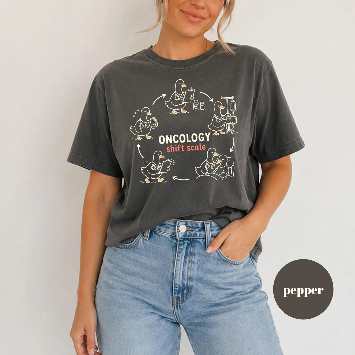 Pepper Comfort Colors 1717 T-shirt with Oncology Nurse design