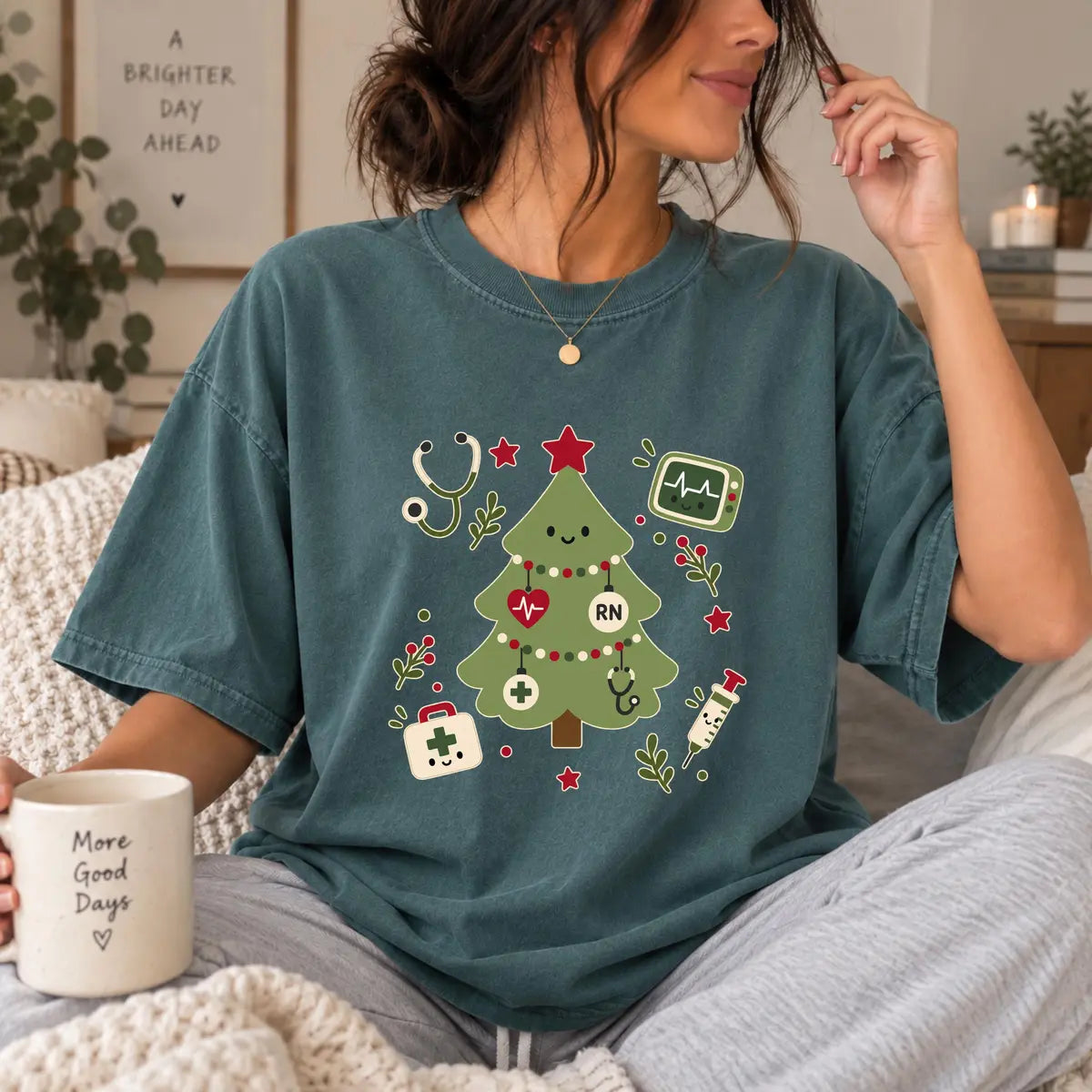 Comfort Colors 1717 T-shirt with Christmas Tree Nurse design alternate view view 2
